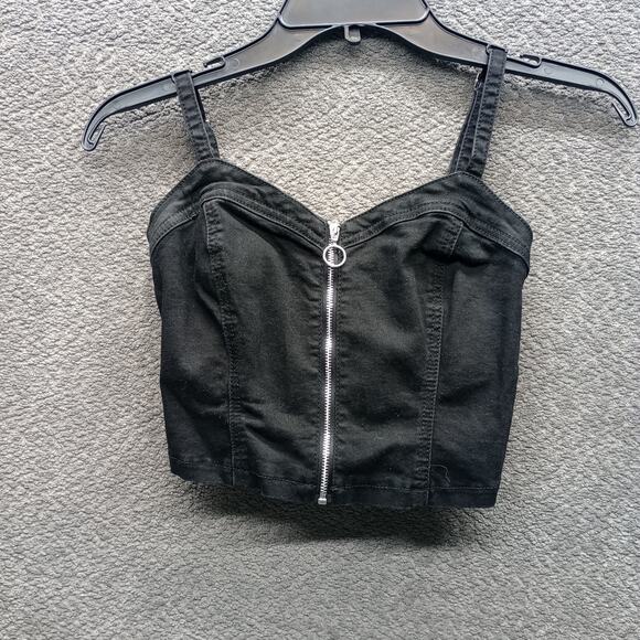 Guess Women Bustier Zip Front Sleeveless Cotton Top - Picture 1 of 8